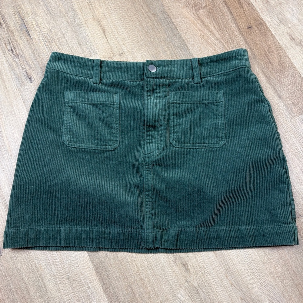 Altar'd State Green Corduroy Mini Skirt Front Patch Pockets Size Large